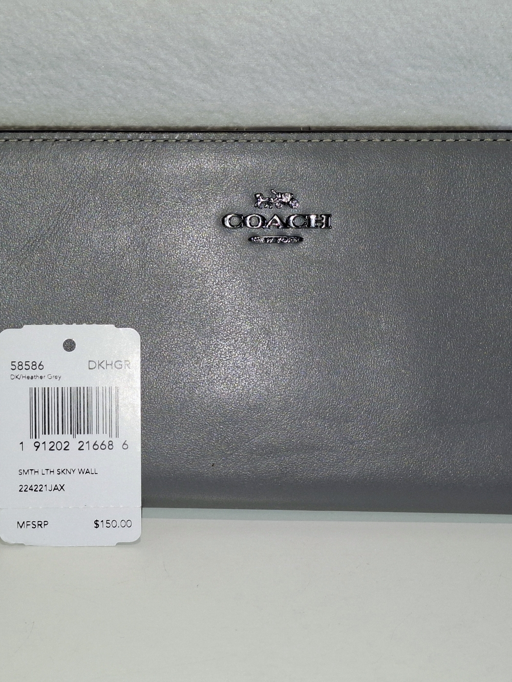 Coach Leather Slim Wallet in Heather Gray
